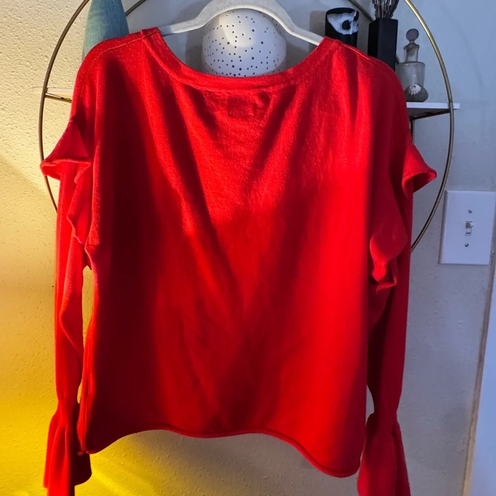Zero Degrees Celsius Red Ruffle Sleeve Sweater - Picture 3 of 7